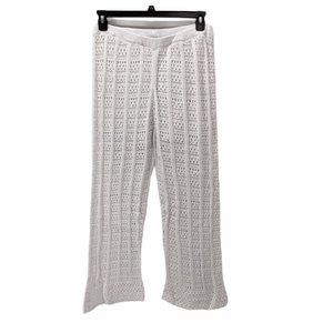 FP. BEACH WHITE OPEN KNIT HI-RISE PANT/COVER-UP M